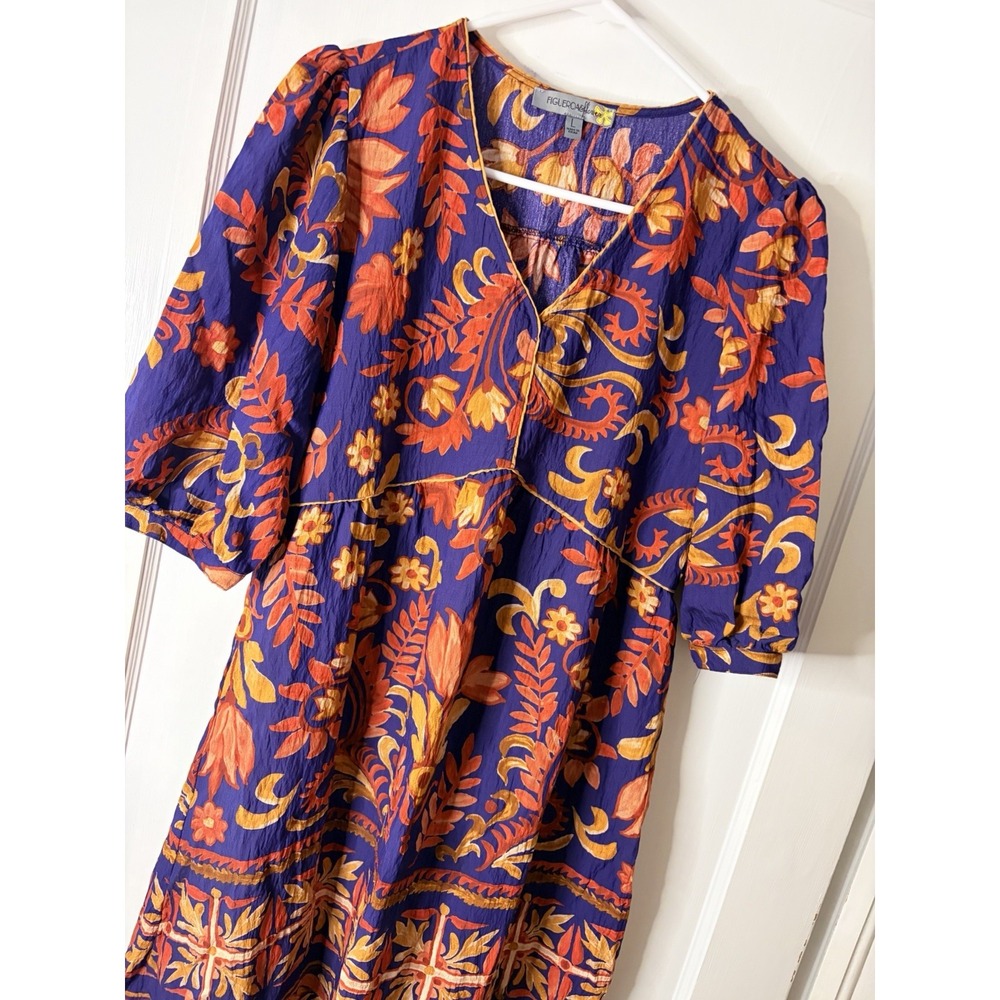 Anthro Figueroa & Flower Long Maxi Dress Shortsleeved Lightweight Colorful Large